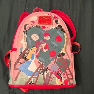 Disney Loungefly Alice in Wonderland Backpack - Red and Pink